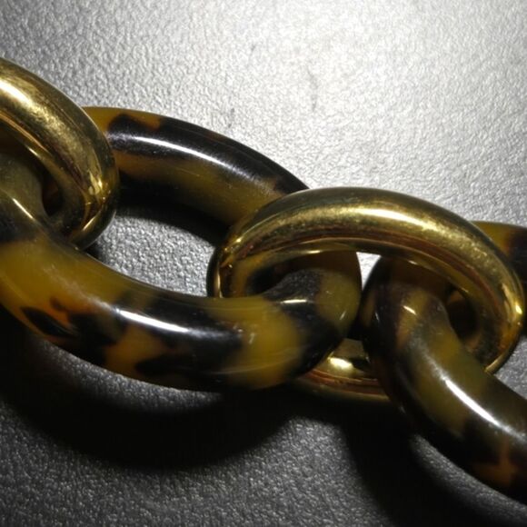 JCrew Brown Chunky Tortoise Acrylic & Goldtone Link Bracelet - Picture 5 of 5